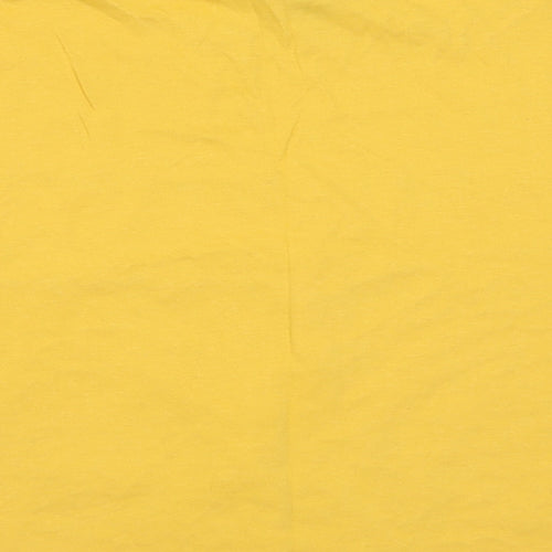 Primark Womens Yellow Floral Cotton Cropped T-Shirt Size XS Crew Neck