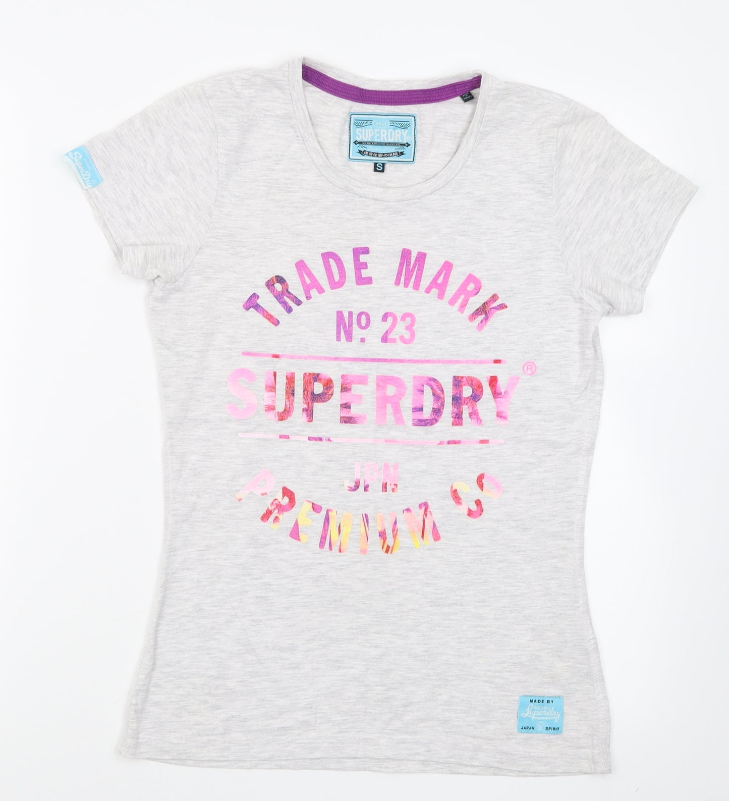 Superdry Womens Grey  Cotton Basic T-Shirt Size S Crew Neck