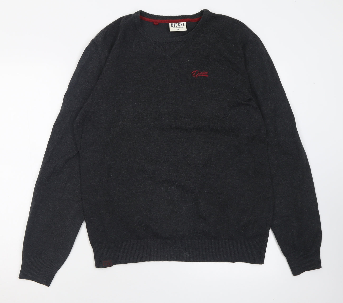 Diesel Mens Grey Crew Neck  Acrylic Pullover Jumper Size XL