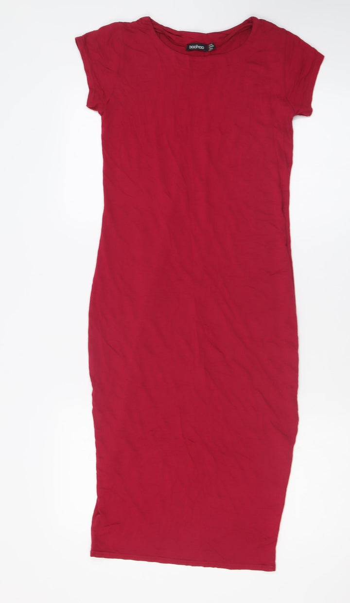 boogoo Womens Pink Viscose Bodycon Size 10 Crew Neck Pullover