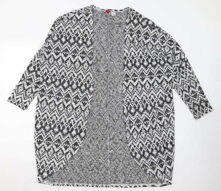 H&M Womens Black V-Neck Geometric Polyester Cardigan Jumper Size M