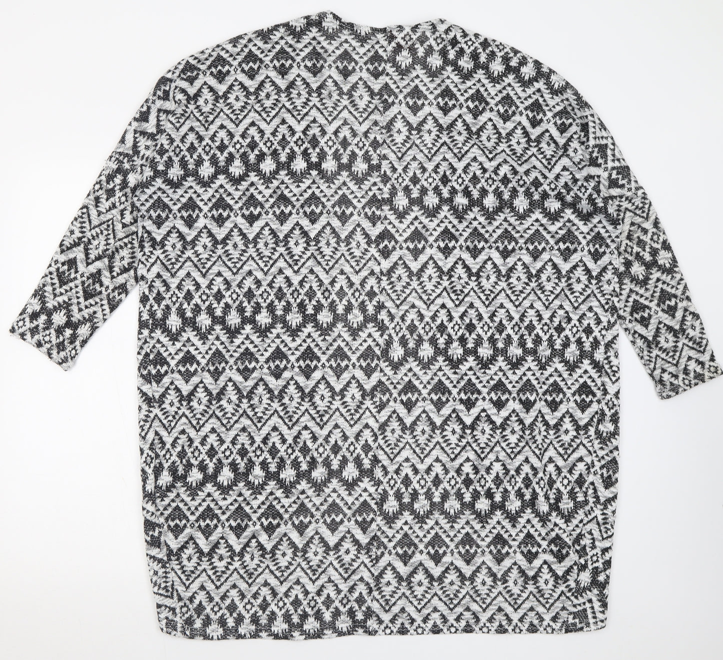 H&M Womens Black V-Neck Geometric Polyester Cardigan Jumper Size M