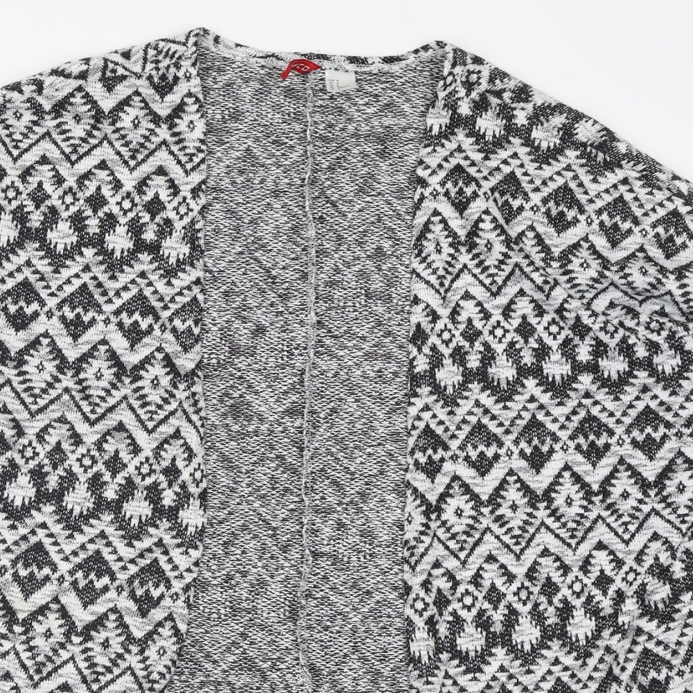 H&M Womens Black V-Neck Geometric Polyester Cardigan Jumper Size M