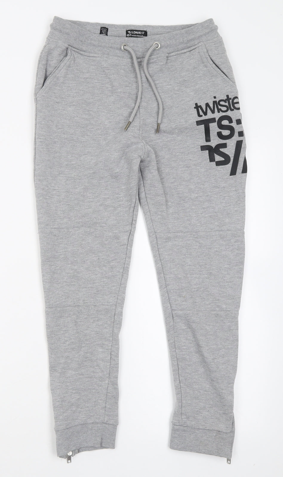 Twisted Soul Boys Grey  Cotton Jogger Trousers Size 11-12 Years  Regular Tie