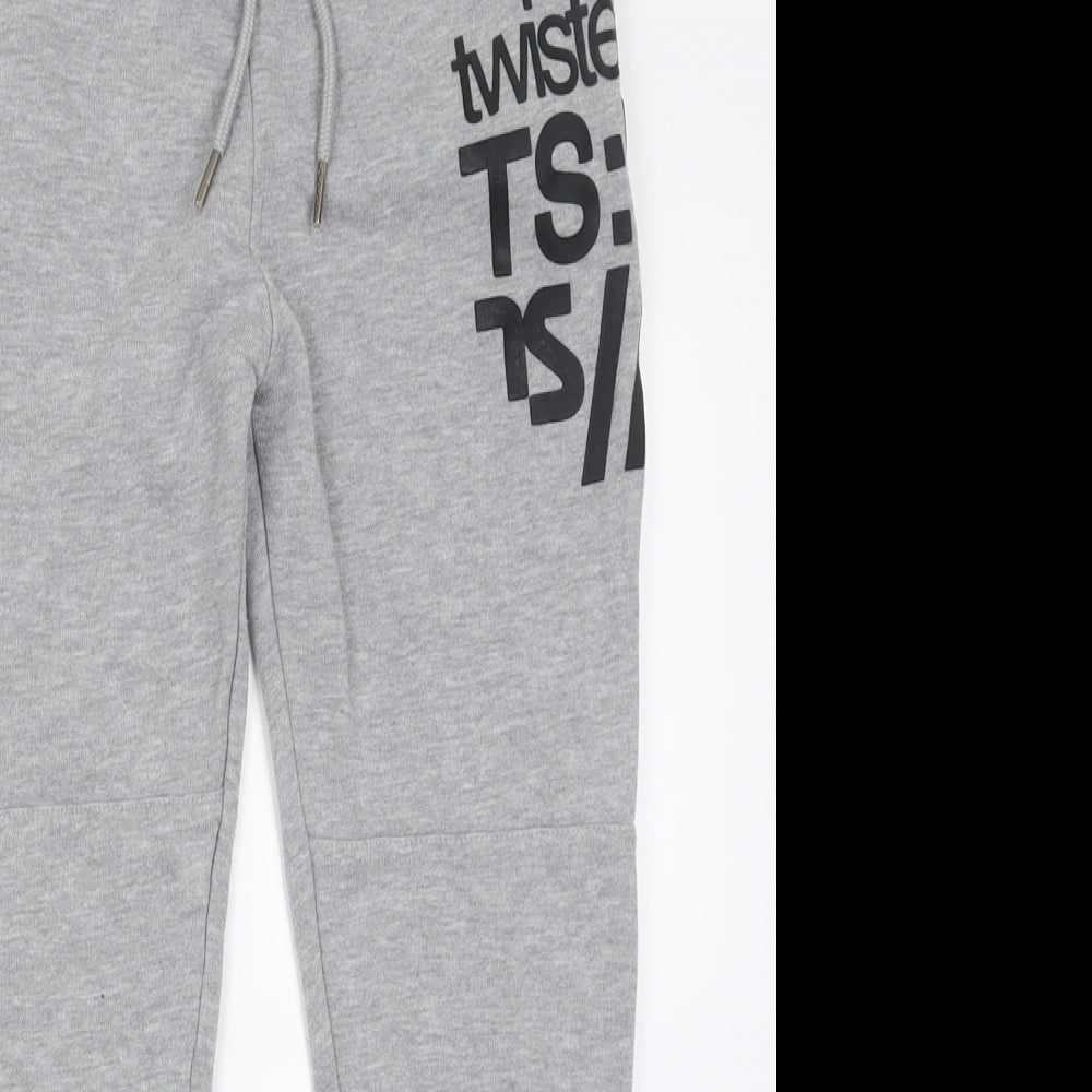 Twisted Soul Boys Grey  Cotton Jogger Trousers Size 11-12 Years  Regular Tie