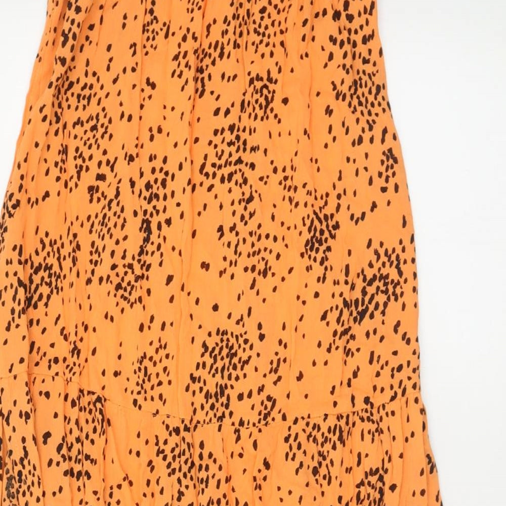 ASOS Womens Orange Animal Print Viscose A-Line Skirt Size 8