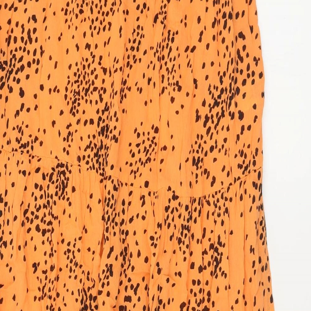 ASOS Womens Orange Animal Print Viscose A-Line Skirt Size 8