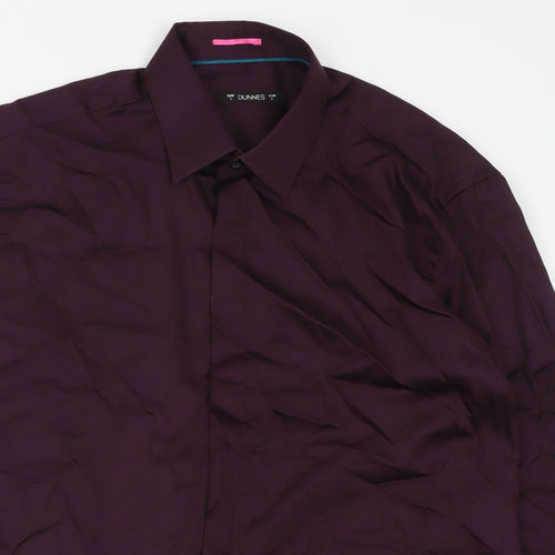 Dunnes Stores Mens Purple  Cotton  Button-Up Size L Collared Button
