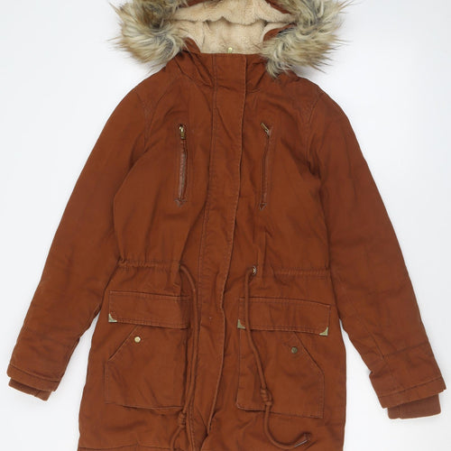 Atmosphere Womens Brown   Overcoat Coat Size 8  Zip