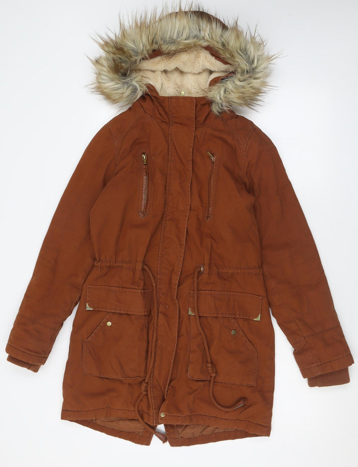 Atmosphere Womens Brown   Overcoat Coat Size 8  Zip