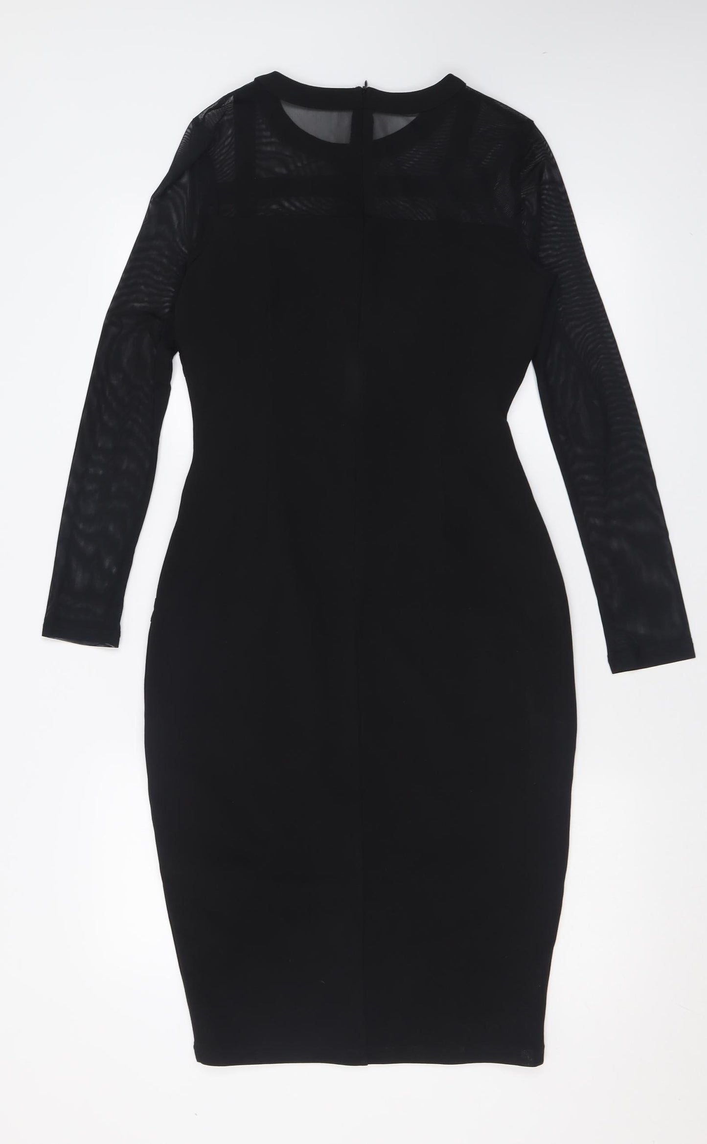 Girl in mind Womens Black  Polyester Bodycon  Size 10  Crew Neck Zip