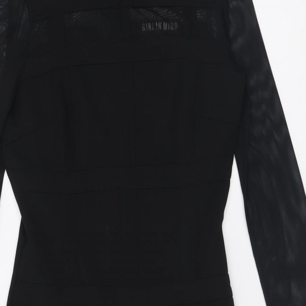 Girl in mind Womens Black  Polyester Bodycon  Size 10  Crew Neck Zip