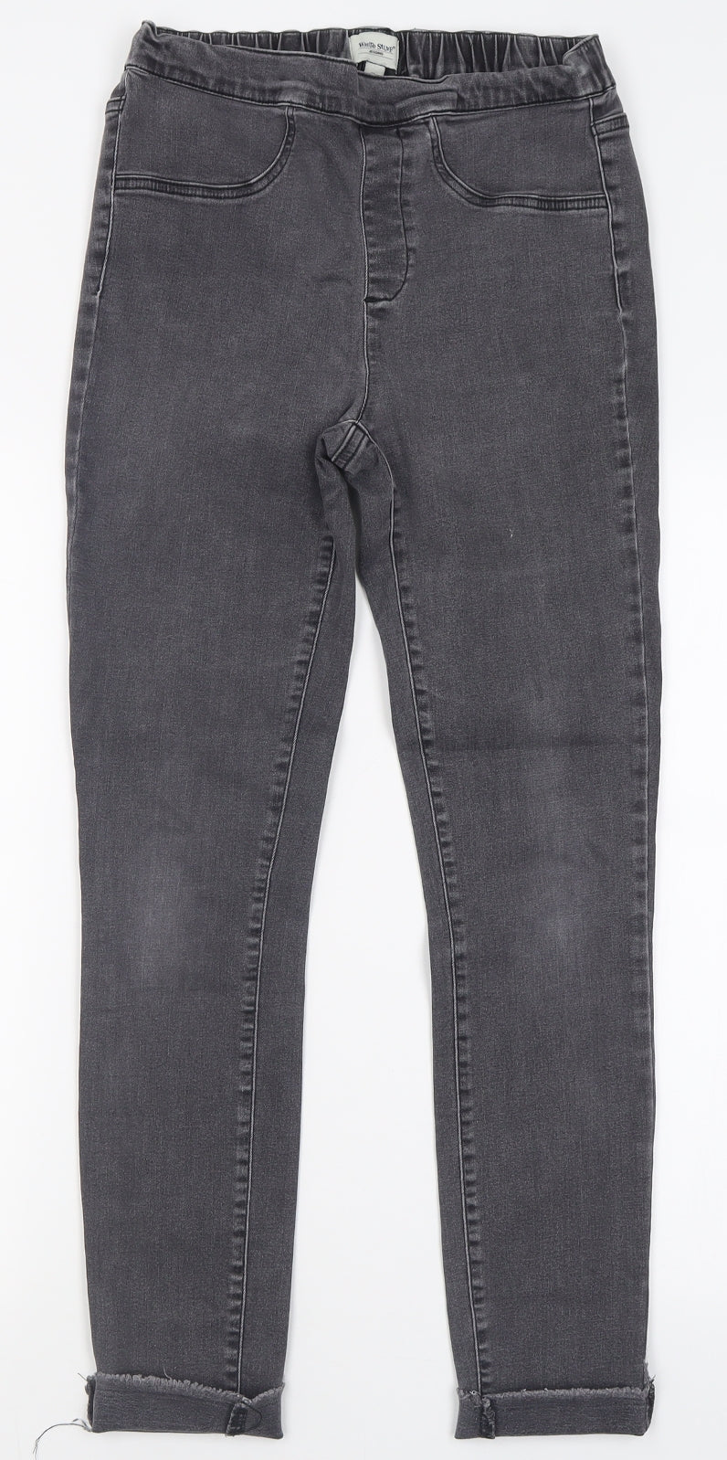White Stuff Womens Grey  Cotton Jegging Trousers Size 12 L27 in Regular