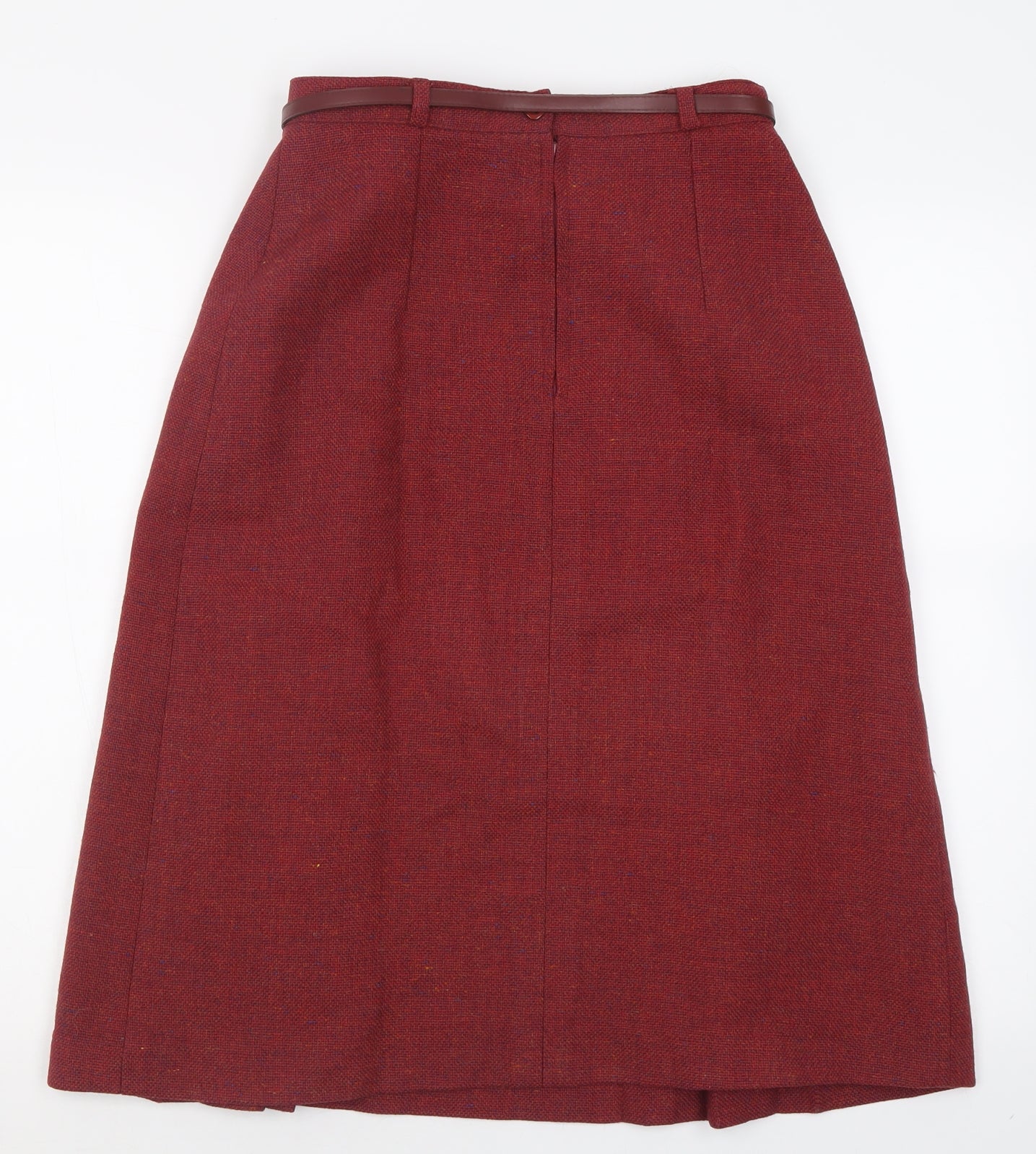 Marks and Spencer Womens Red  Wool Pleated Skirt Size 14   Button