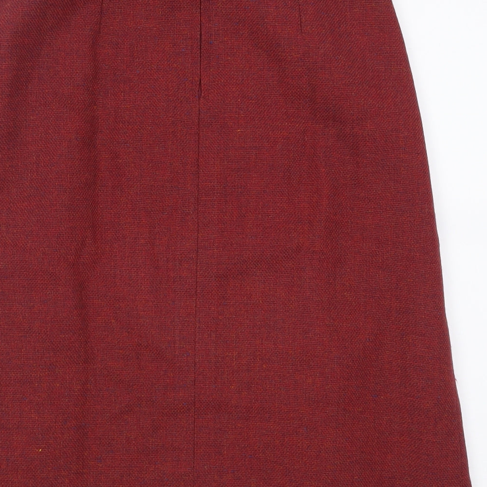Marks and Spencer Womens Red  Wool Pleated Skirt Size 14   Button