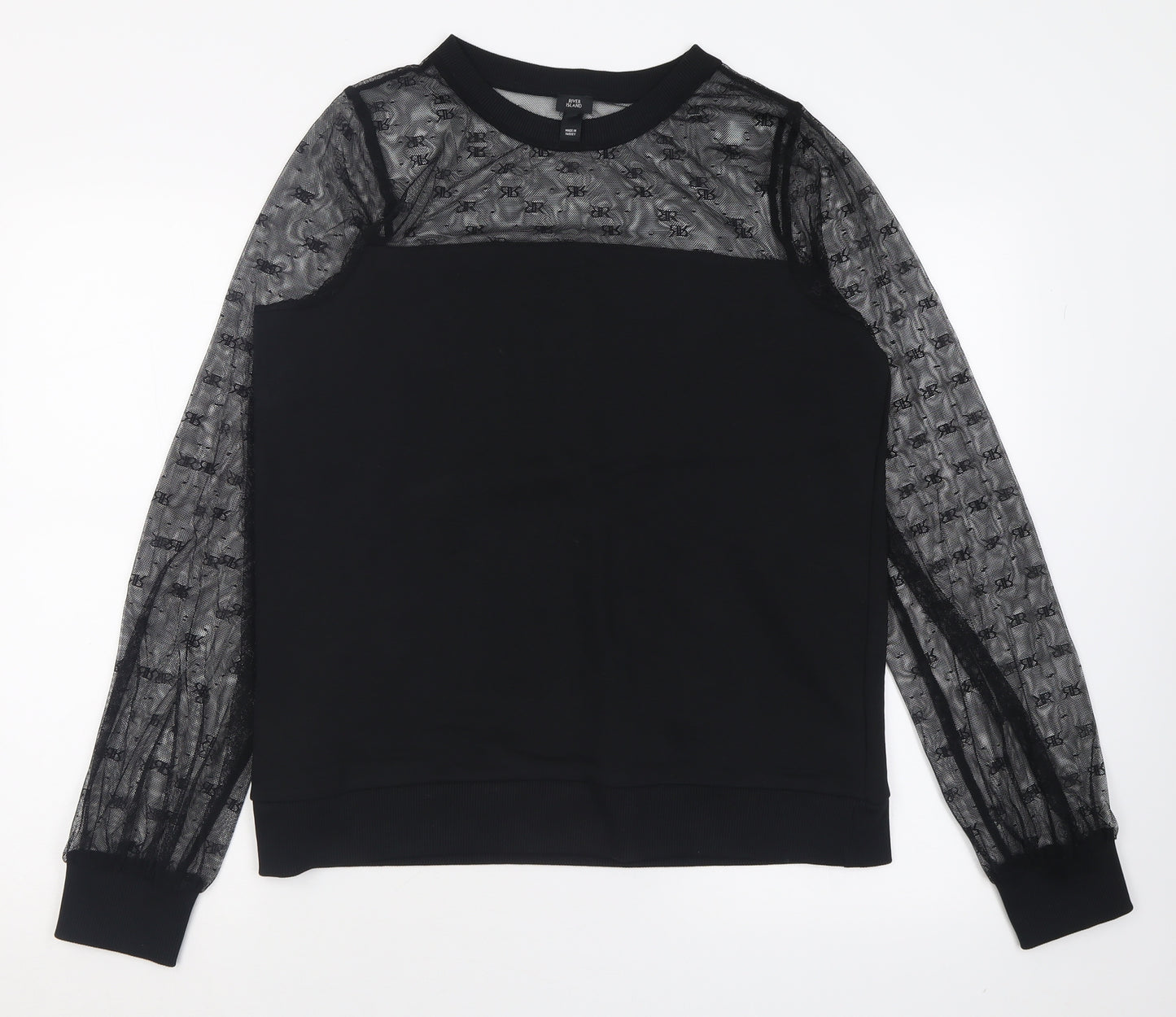River Island Womens Black  Cotton Pullover Sweatshirt Size M  Pullover
