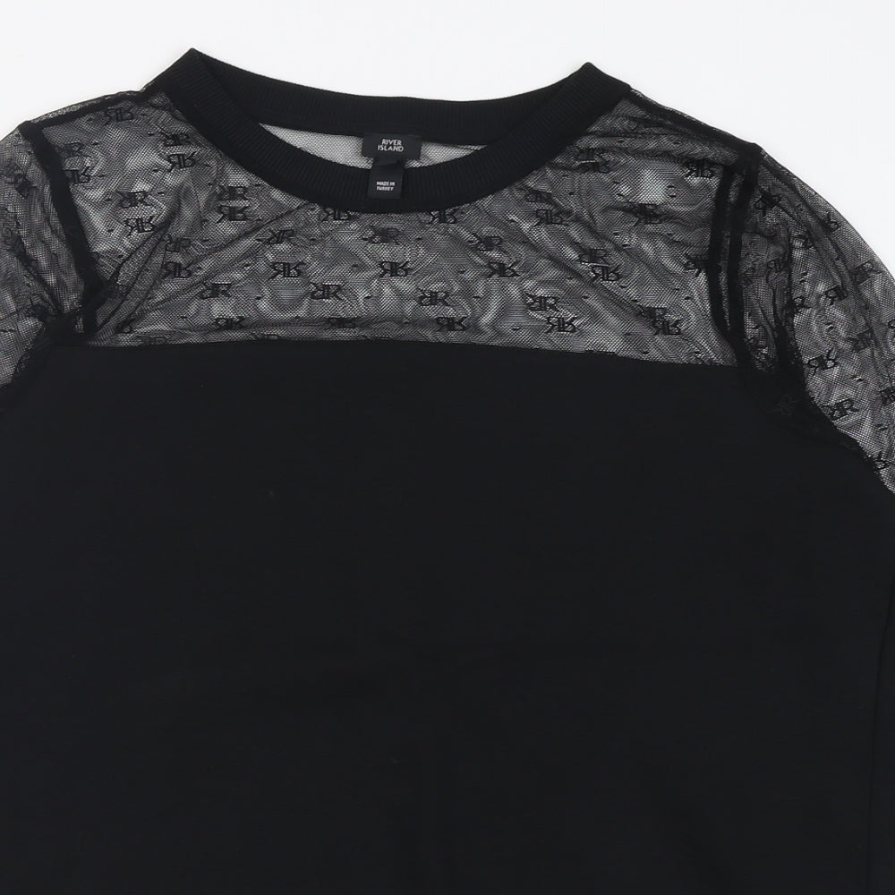 River Island Womens Black  Cotton Pullover Sweatshirt Size M  Pullover