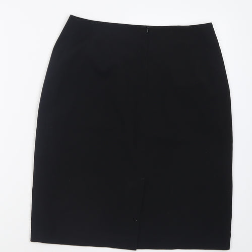 BHS Womens Black  Polyester A-Line Skirt Size 12   Button