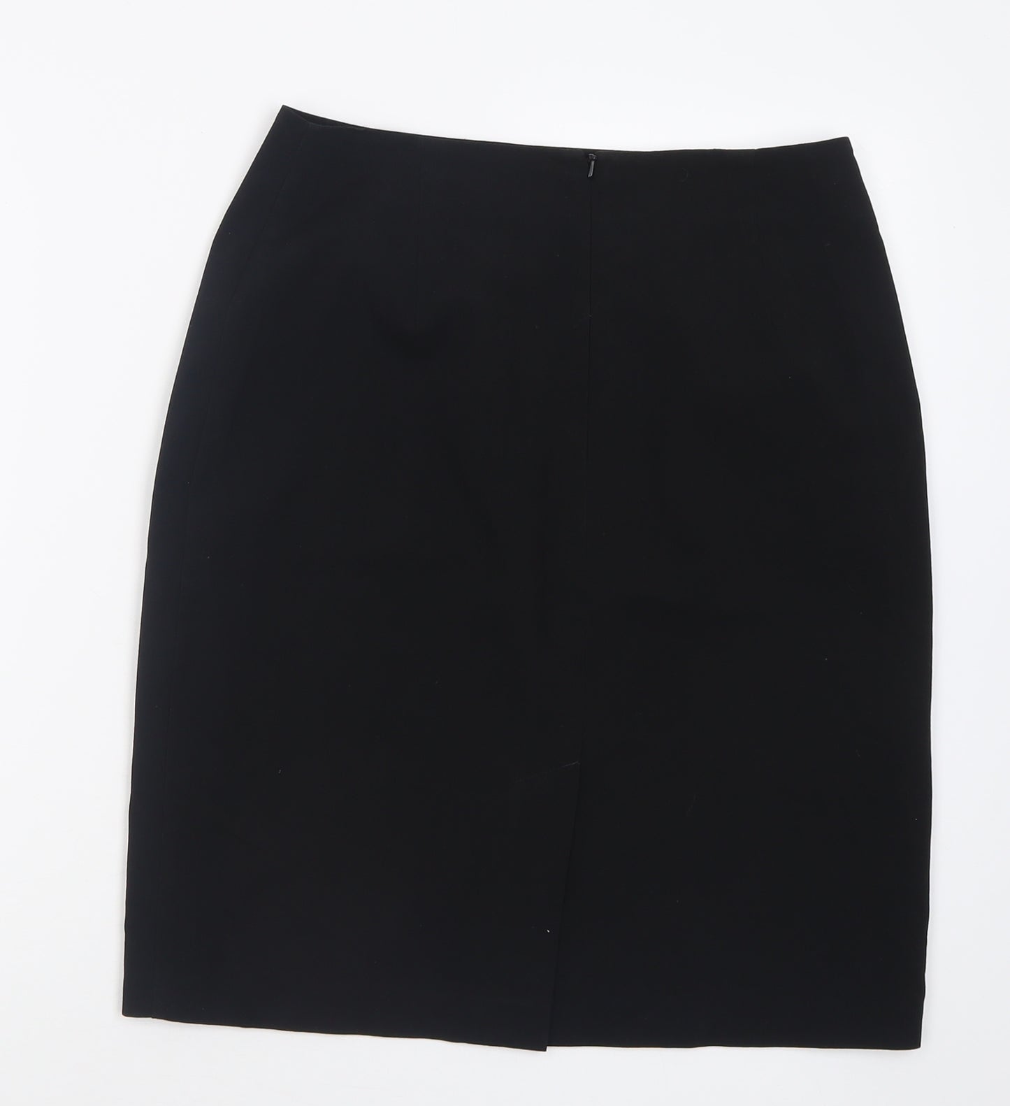 BHS Womens Black  Polyester A-Line Skirt Size 12   Button