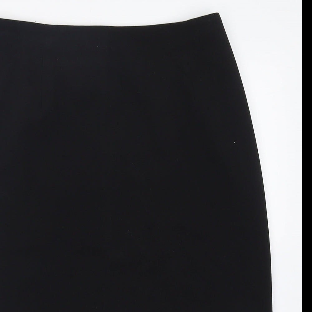 BHS Womens Black  Polyester A-Line Skirt Size 12   Button