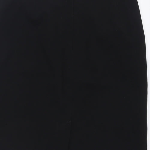 BHS Womens Black  Polyester A-Line Skirt Size 12   Button