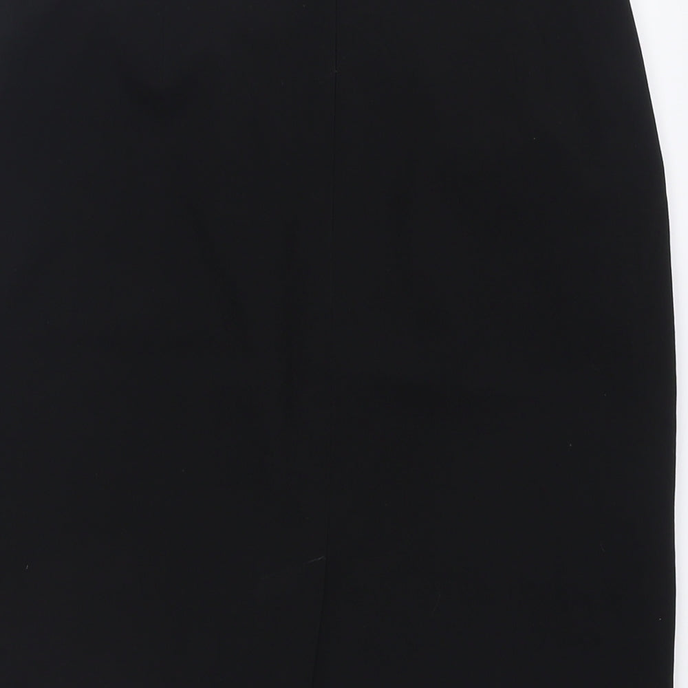 BHS Womens Black  Polyester A-Line Skirt Size 12   Button
