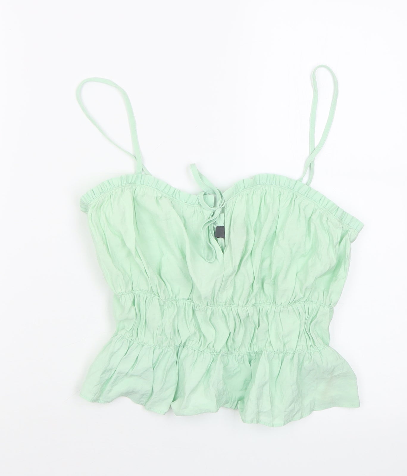 Primark Womens Green  Viscose Cropped Tank Size 10 Square Neck