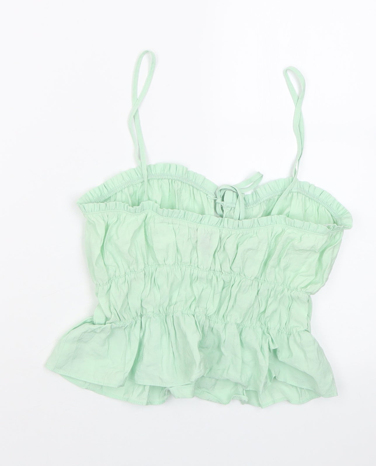 Primark Womens Green  Viscose Cropped Tank Size 10 Square Neck