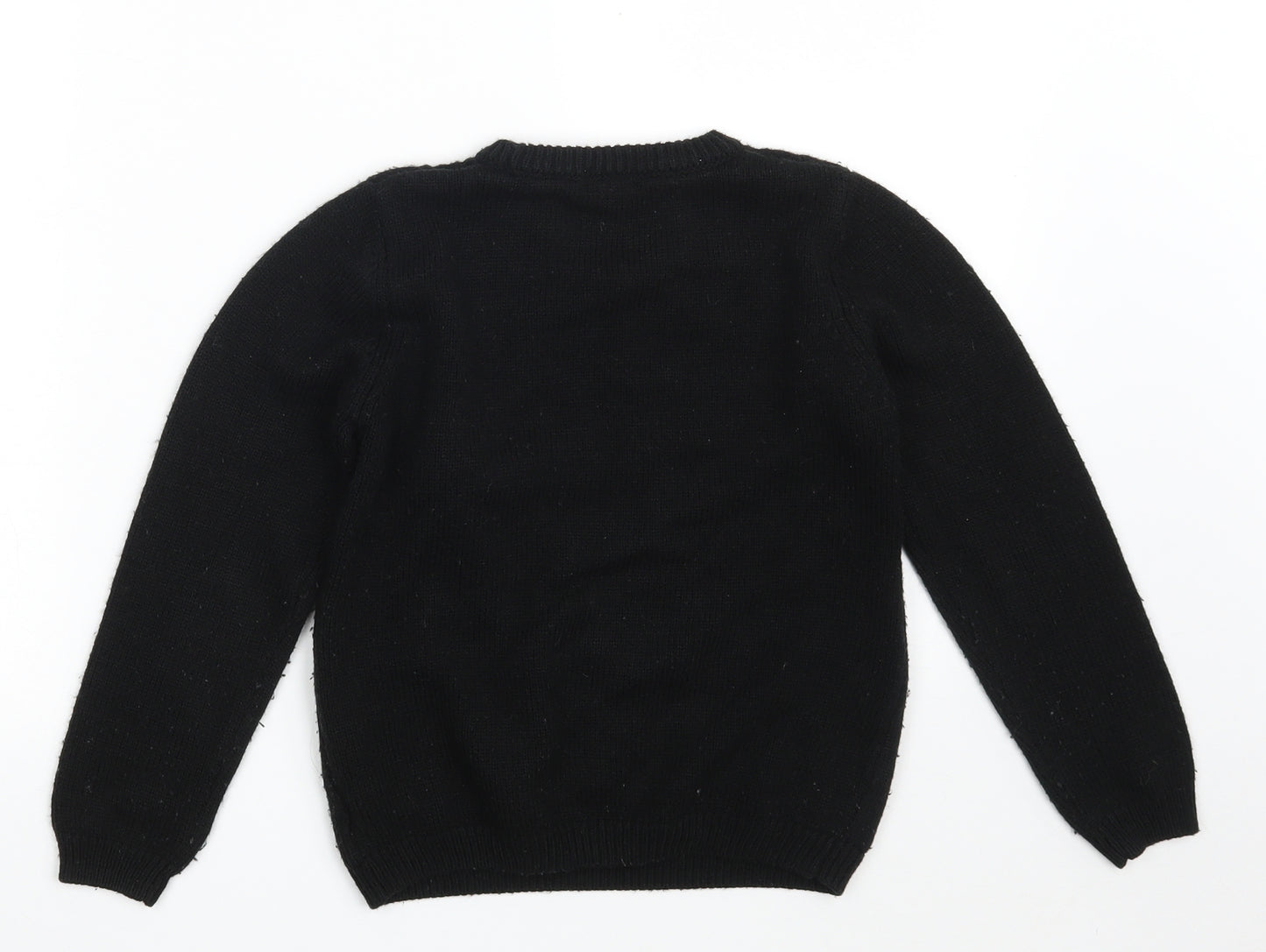 NEXT Girls Black Crew Neck  Acrylic Pullover Jumper Size 9 Years   - Christmas JUMPER- Unicorn