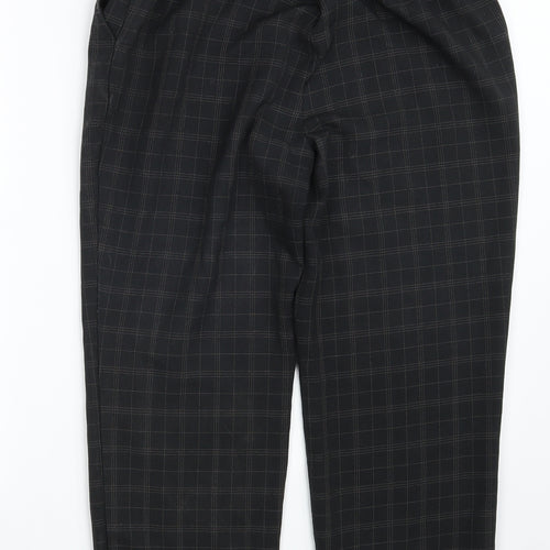 Marks and Spencer Womens Black Check Polyester Dress Pants Trousers Size 14 L26 in Regular