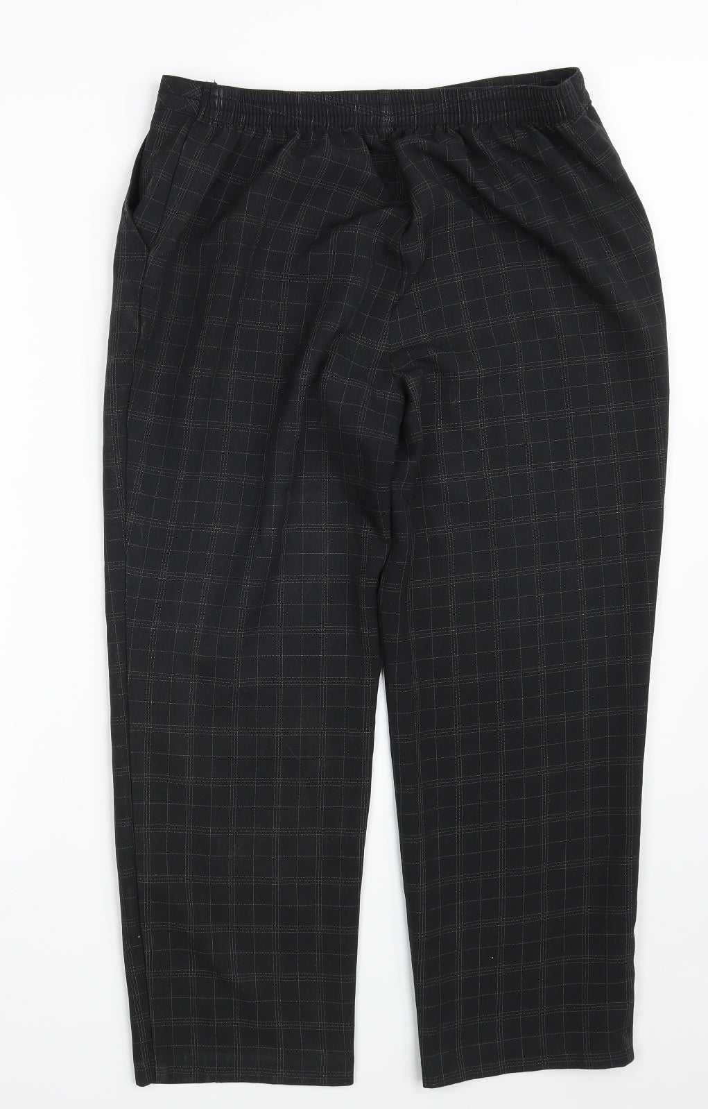 Marks and Spencer Womens Black Check Polyester Dress Pants Trousers Size 14 L26 in Regular
