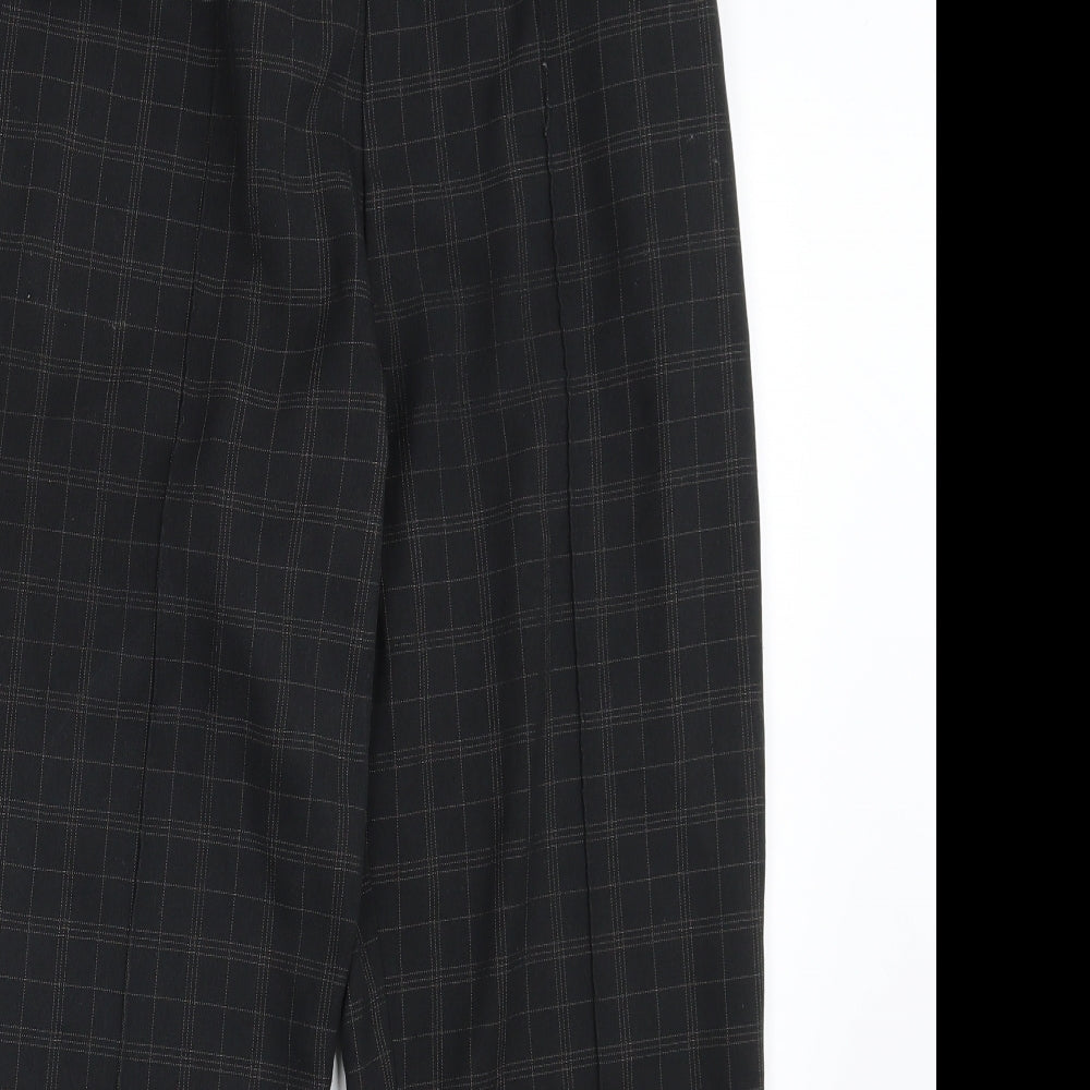 Marks and Spencer Womens Black Check Polyester Dress Pants Trousers Size 14 L26 in Regular