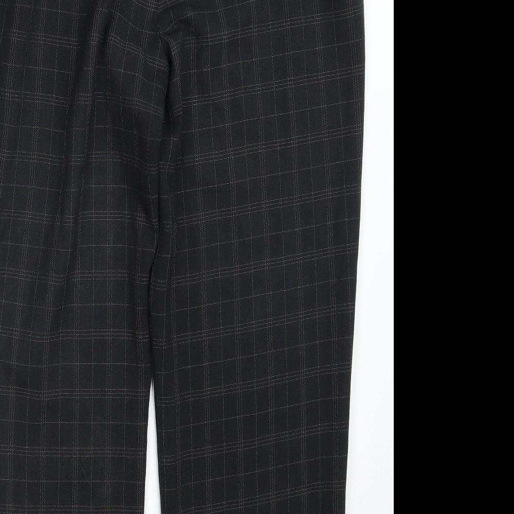 Marks and Spencer Womens Black Check Polyester Dress Pants Trousers Size 14 L26 in Regular