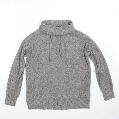 F&F Womens Grey High Neck  Polyester Pullover Jumper Size 6