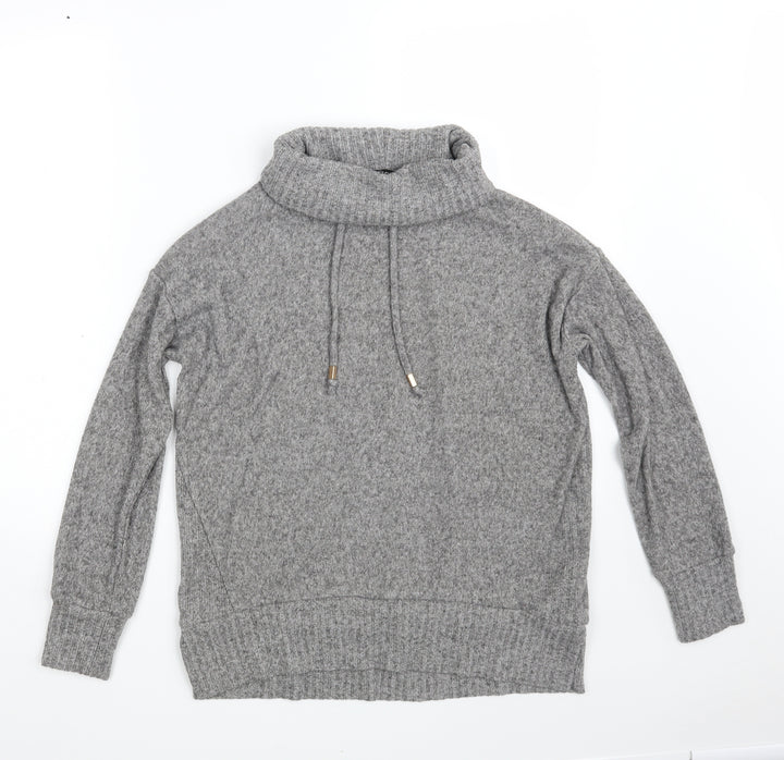 F&F Womens Grey High Neck Polyester Pullover Jumper Size 6