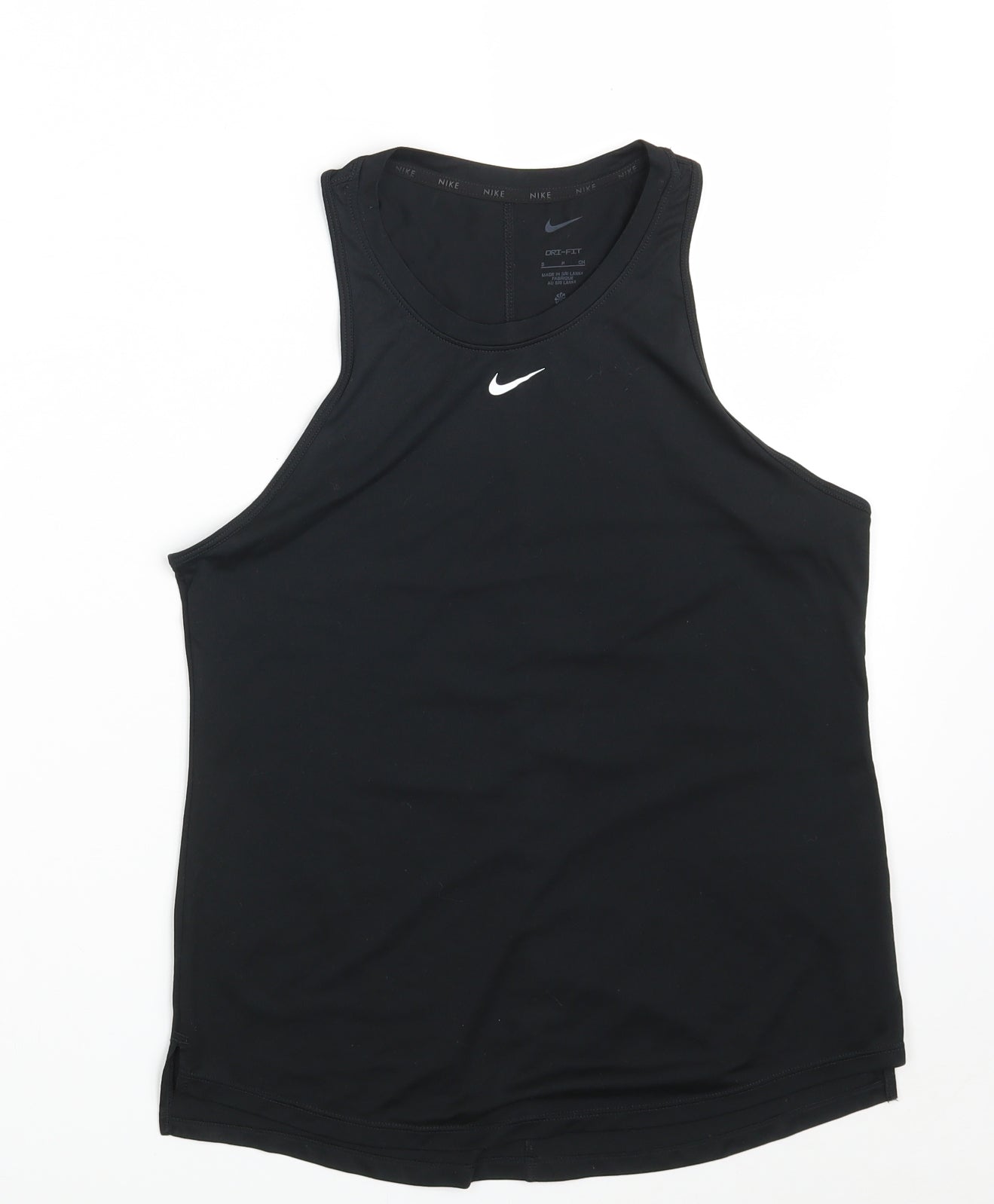 Nike Womens Black  100% Polyester Basic Tank Size S Round Neck
