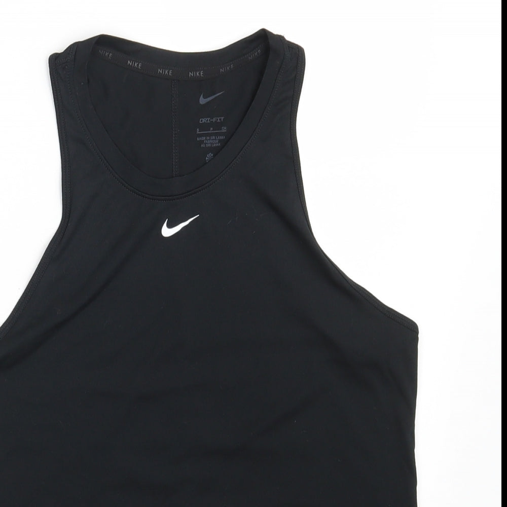 Nike Womens Black  100% Polyester Basic Tank Size S Round Neck