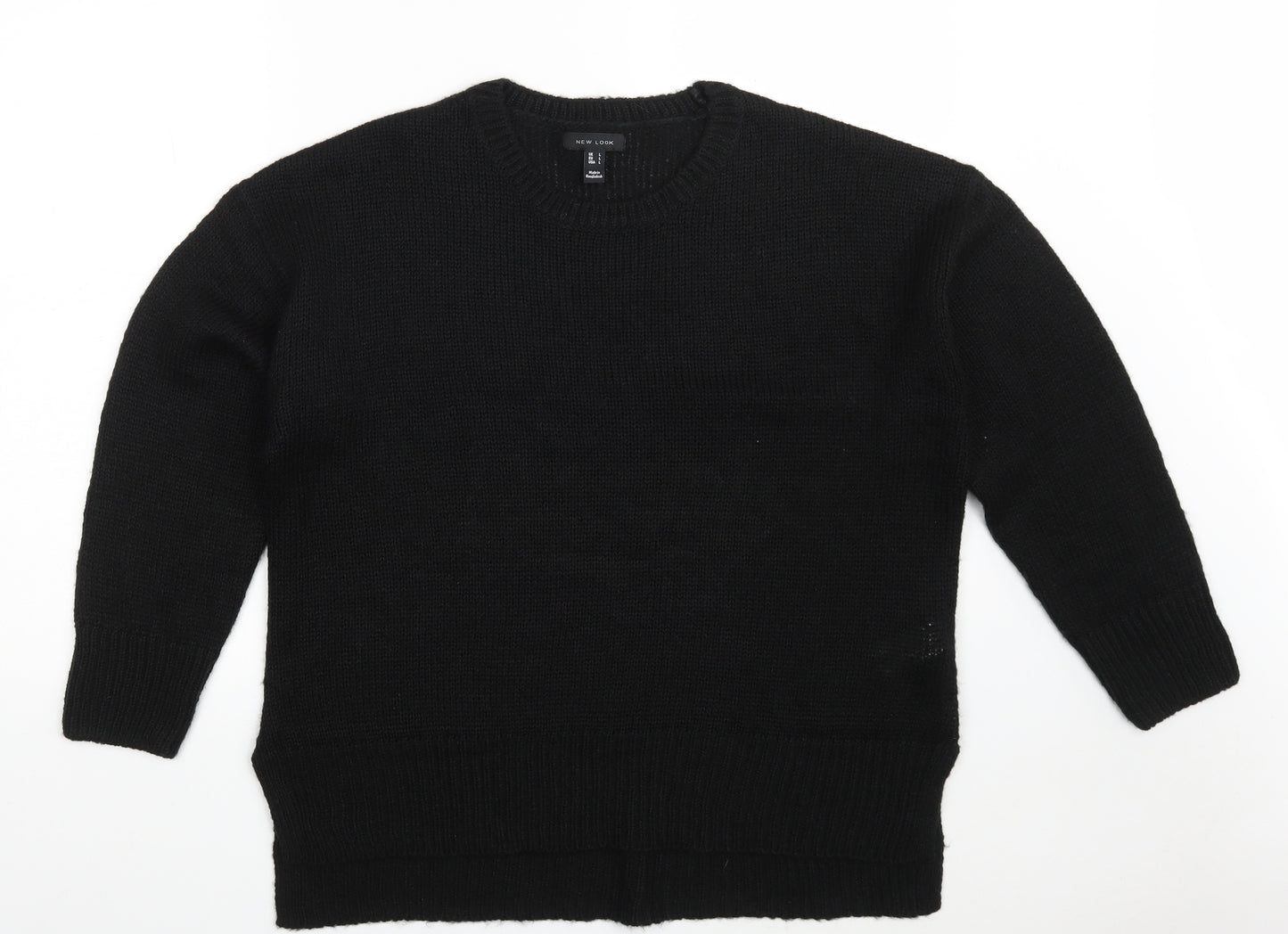 New Look Womens Black Crew Neck  Acrylic Pullover Jumper Size L