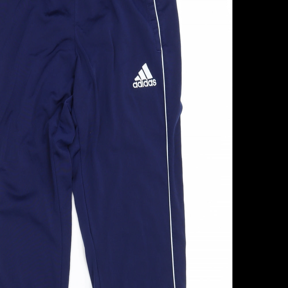 adidas Mens Blue  Polyester Jogger Trousers Size S L29 in Regular