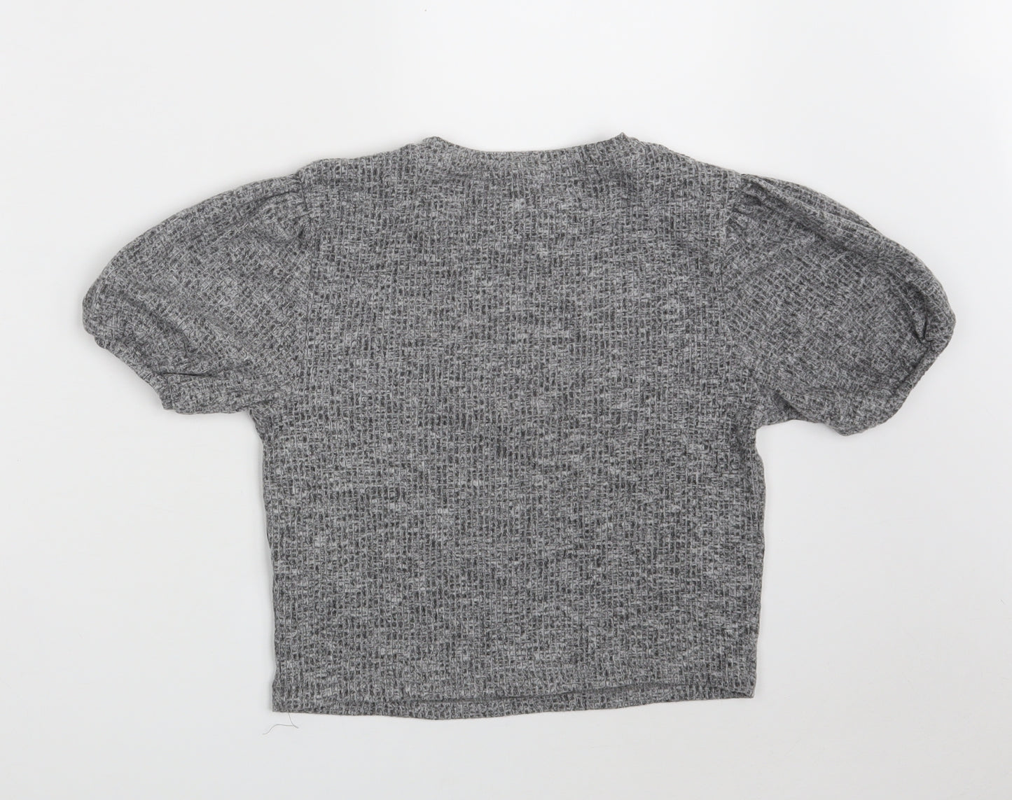 New Look Girls Grey  Polyester Cropped Blouse Size 12-13 Years Round Neck