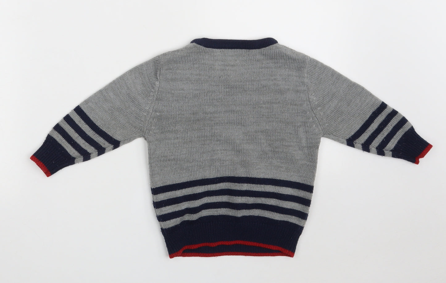 George Baby Grey Striped Acrylic Pullover Jumper Size 18-24 Months   - Christmas JUMPER