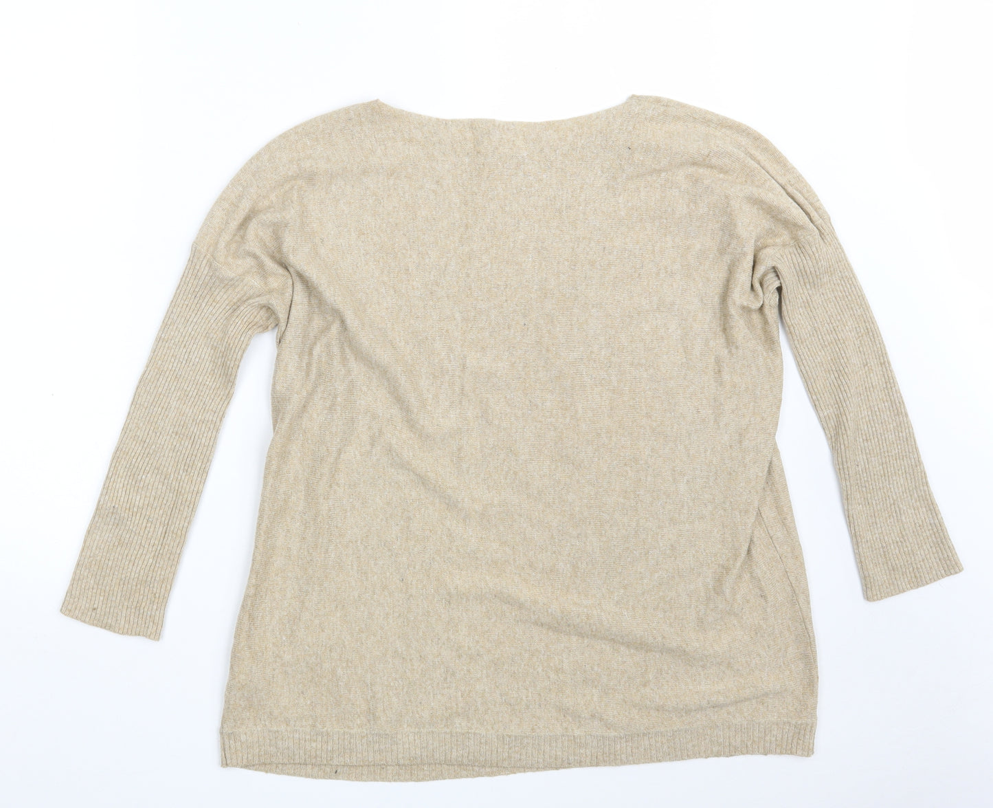New Look Womens Beige Boat Neck  Acrylic Pullover Jumper Size S