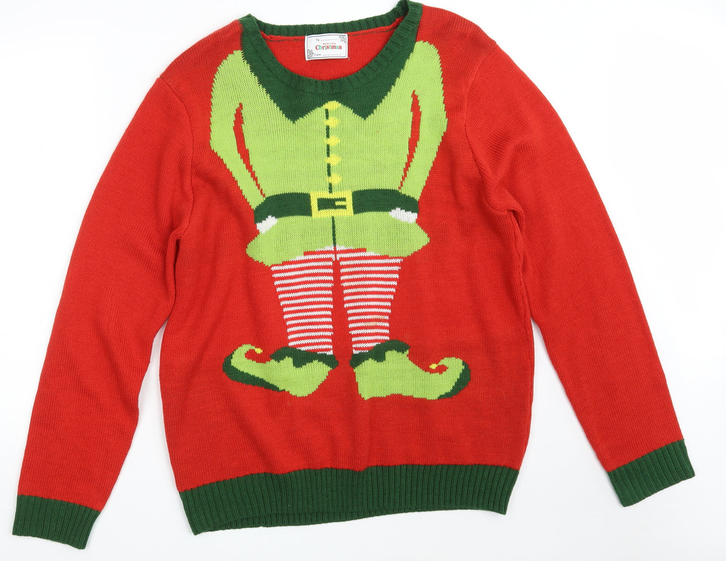 T J Morris Mens Red Round Neck  Acrylic Pullover Jumper Size XL   - Christmas JUMPER
