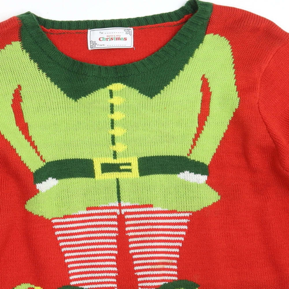 T J Morris Mens Red Round Neck  Acrylic Pullover Jumper Size XL   - Christmas JUMPER