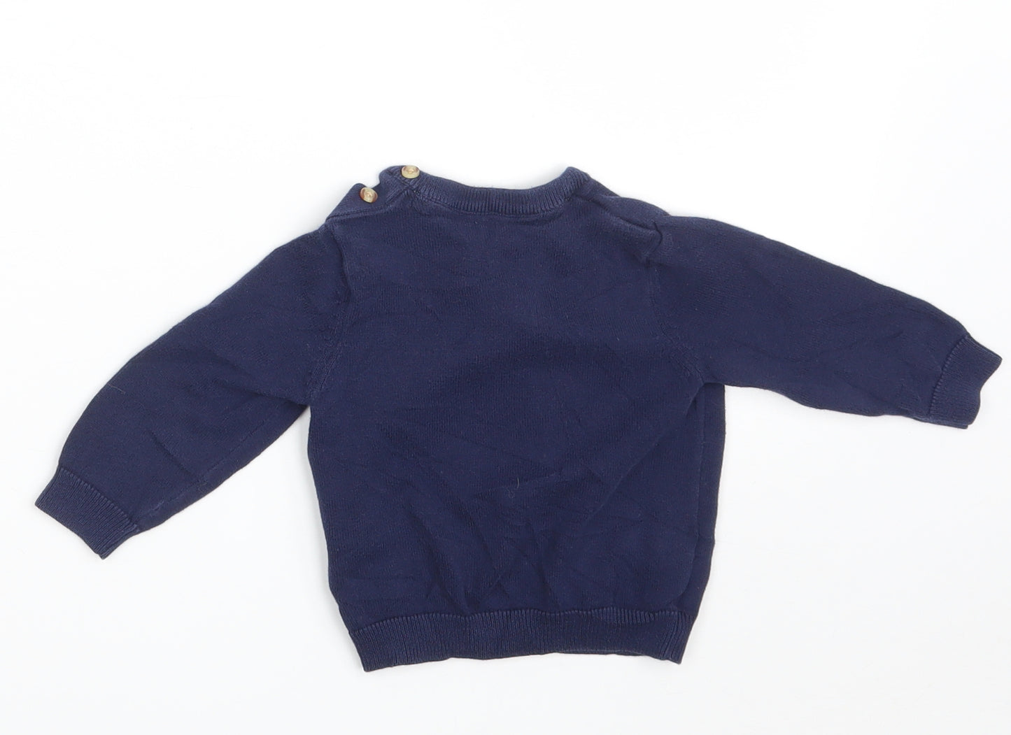 Marks and Spencer Baby Blue  100% Cotton Pullover Jumper Size 6-9 Months  Button