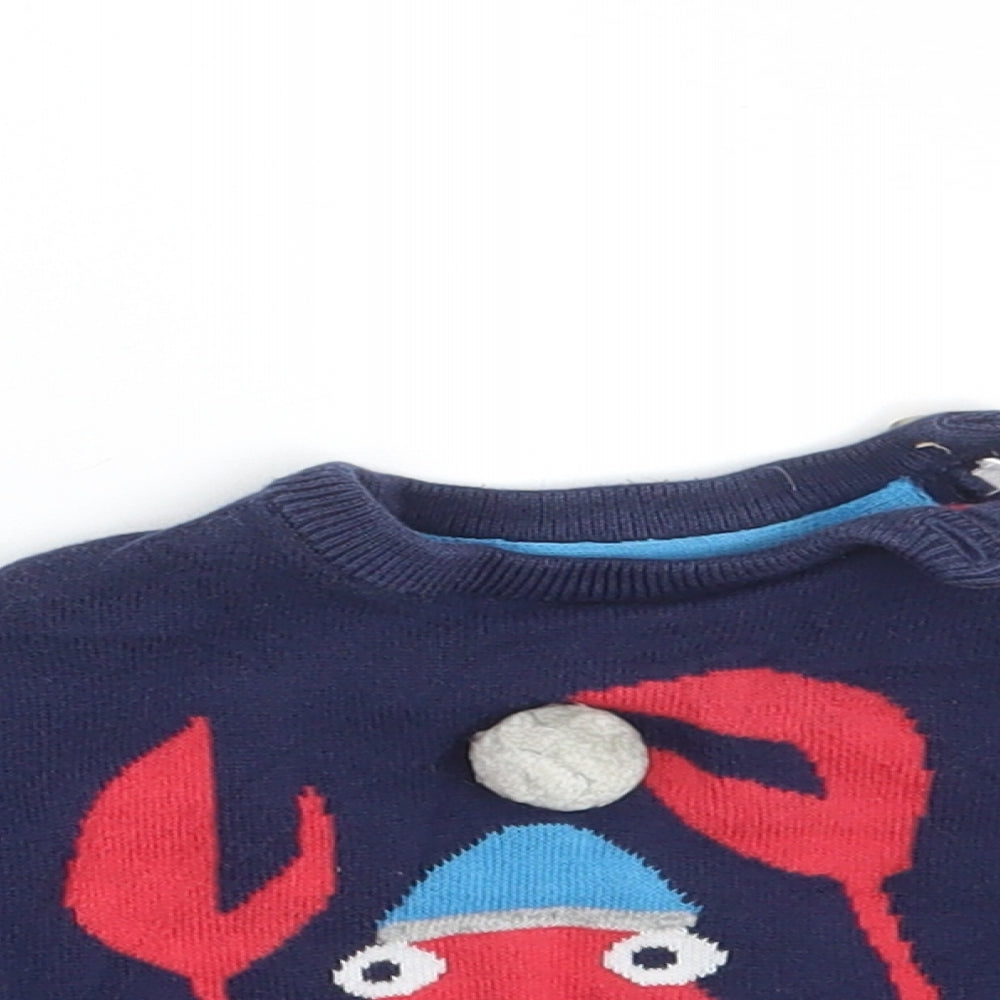 Marks and Spencer Baby Blue  100% Cotton Pullover Jumper Size 6-9 Months  Button