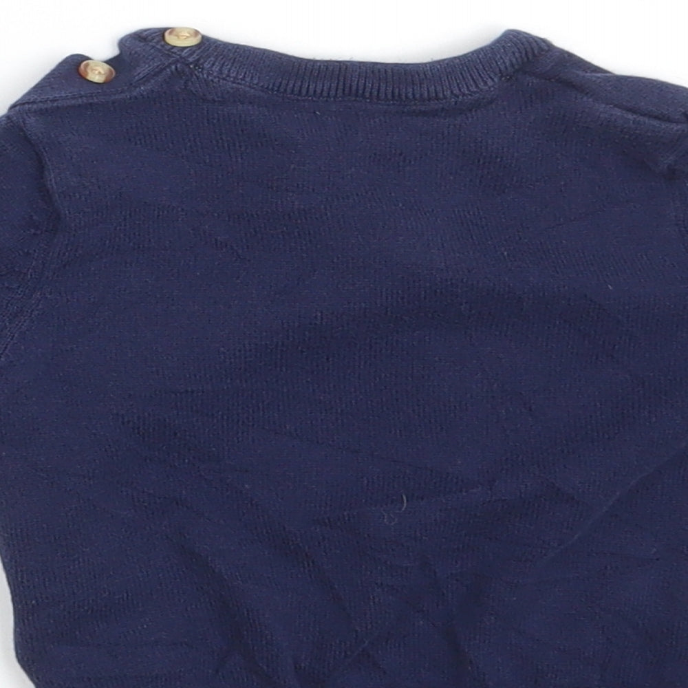 Marks and Spencer Baby Blue  100% Cotton Pullover Jumper Size 6-9 Months  Button