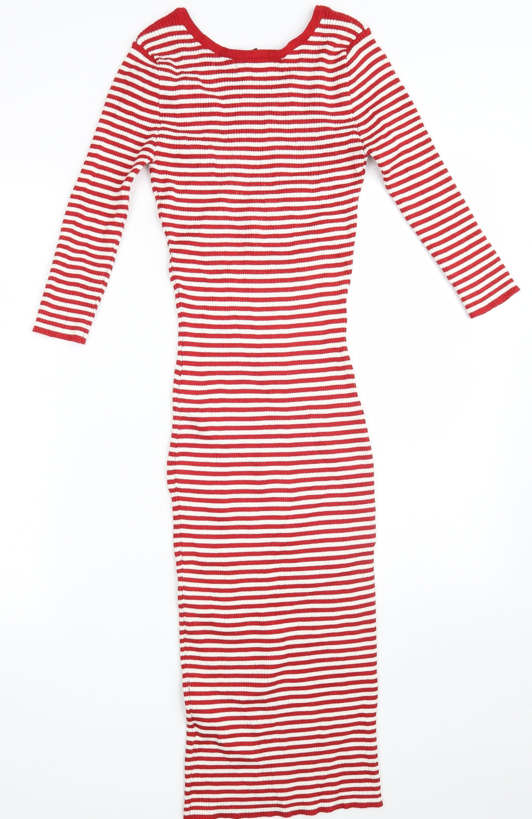 NYC Womens Red Striped Rayon Jumper Dress  Size S  Round Neck