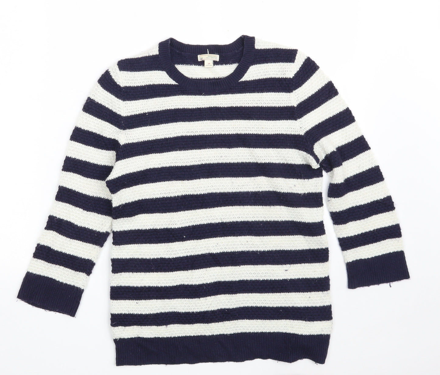 Gap Womens Blue Crew Neck Striped Nylon Pullover Jumper Size S