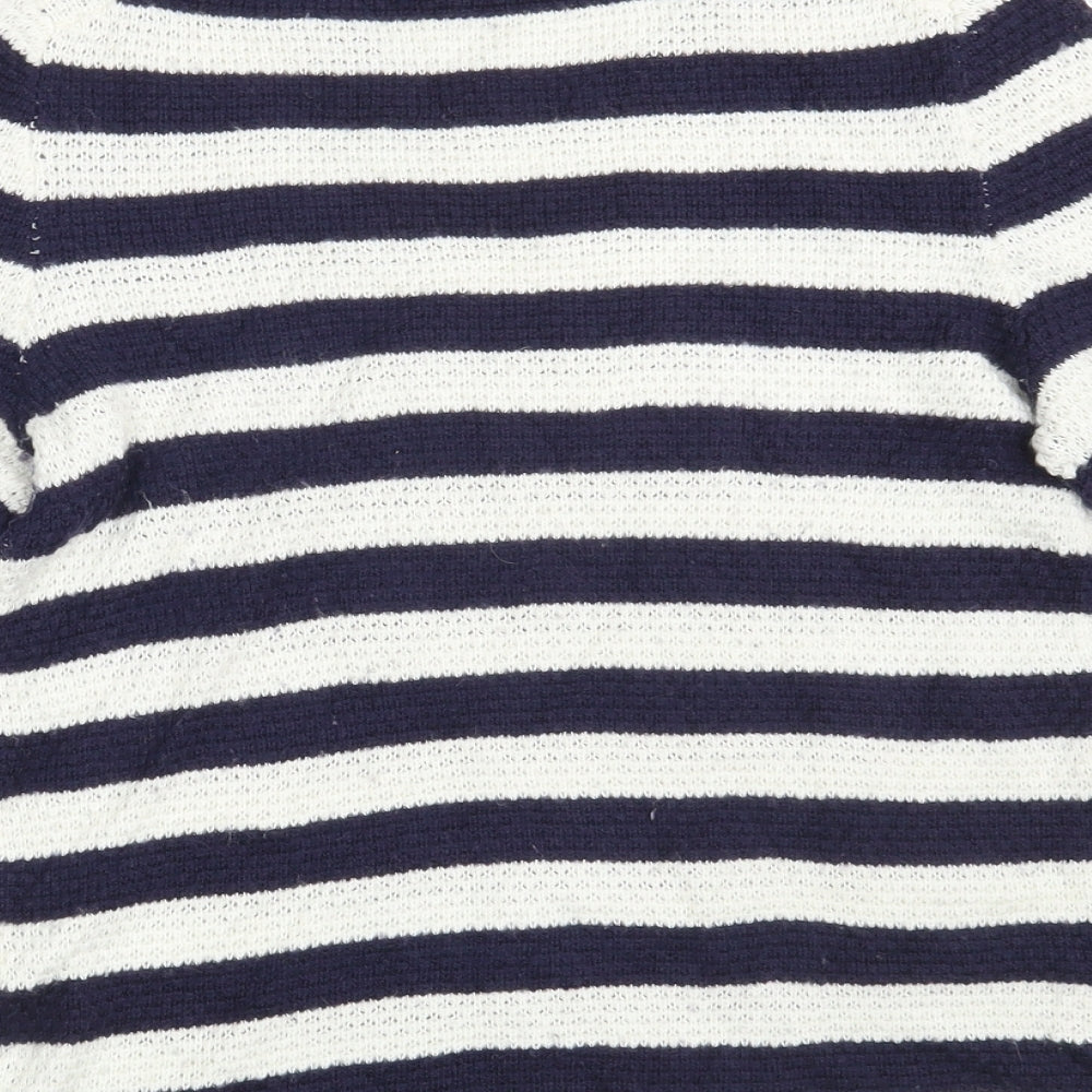 Gap Womens Blue Crew Neck Striped Nylon Pullover Jumper Size S